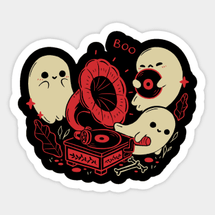 Spooky Cute Gramophone Ghosts Sticker